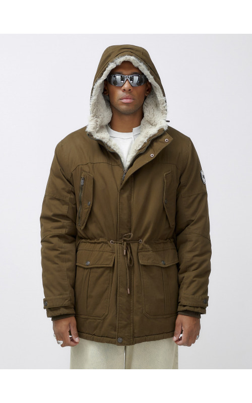 Мужская зимняя парка с меховым капюшоном для активного отдыха.