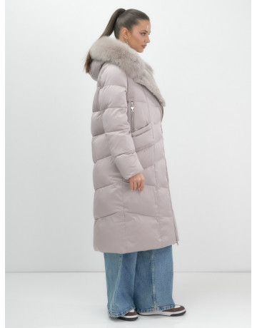 Пуховик премиум-класса с английским воротником из натурального меха кролика, зима 2025