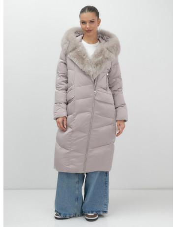 Пуховик премиум-класса с английским воротником из натурального меха кролика, зима 2025