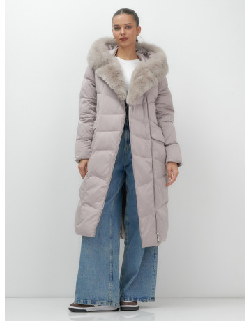 Пуховик премиум-класса с английским воротником из натурального меха кролика, зима 2025