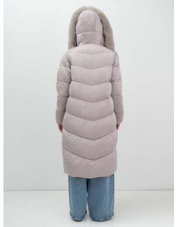 Пуховик премиум-класса с английским воротником из натурального меха кролика, зима 2025