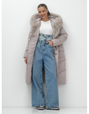 Пуховик премиум-класса с английским воротником из натурального меха кролика, зима 2025