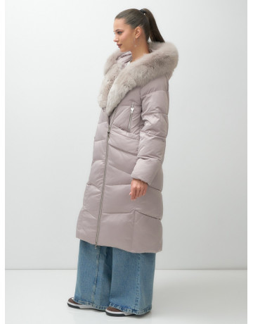 Пуховик премиум-класса с английским воротником из натурального меха кролика, зима 2025