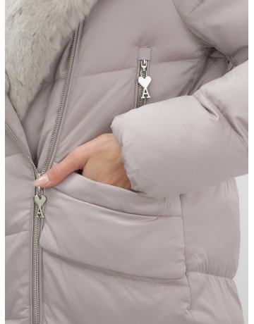 Пуховик премиум-класса с английским воротником из натурального меха кролика, зима 2025