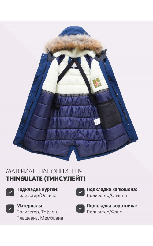 Тёплая парка для девочки с регулируемой посадкой.