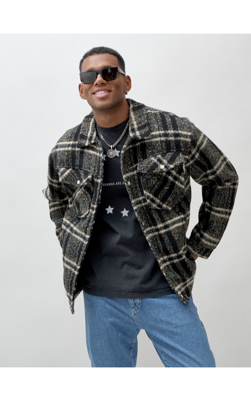 Мужская шерстяная рубашка прямого кроя для любого случая.