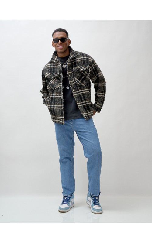 Мужская шерстяная рубашка прямого кроя для любого случая.