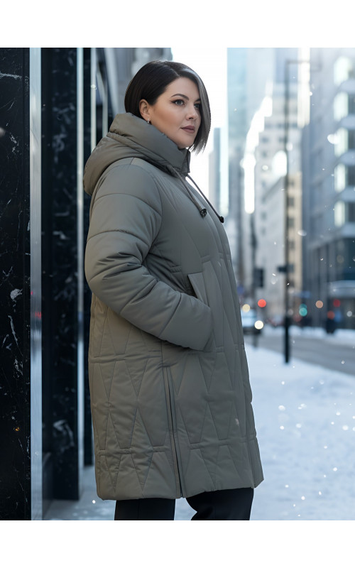 Длинный зимний пуховик для женщин больших размеров