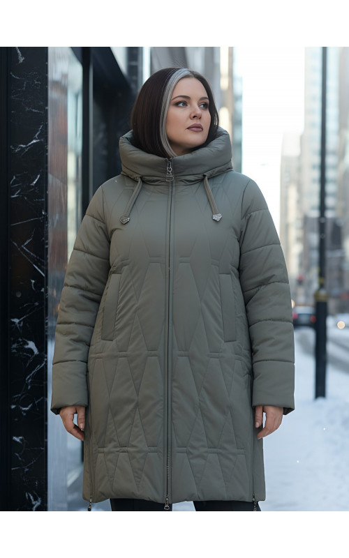Длинный зимний пуховик для женщин больших размеров