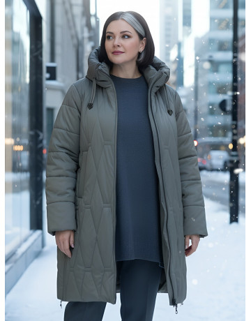 Длинный зимний пуховик для женщин больших размеров