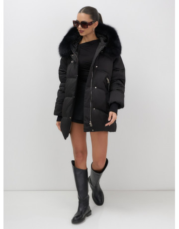 Пуховик с песцовым мехом, оверсайз, зимний, премиум-класса.