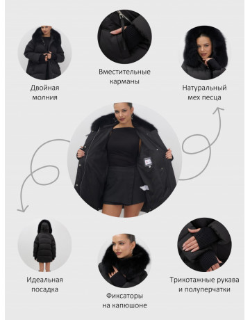 Пуховик с песцовым мехом, оверсайз, зимний, премиум-класса.