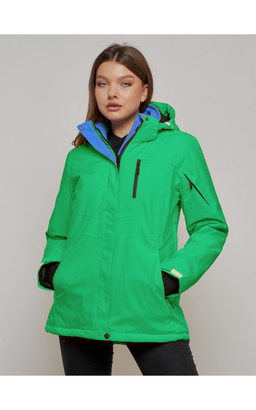 Женская горнолыжная куртка, зелёная сезон зима