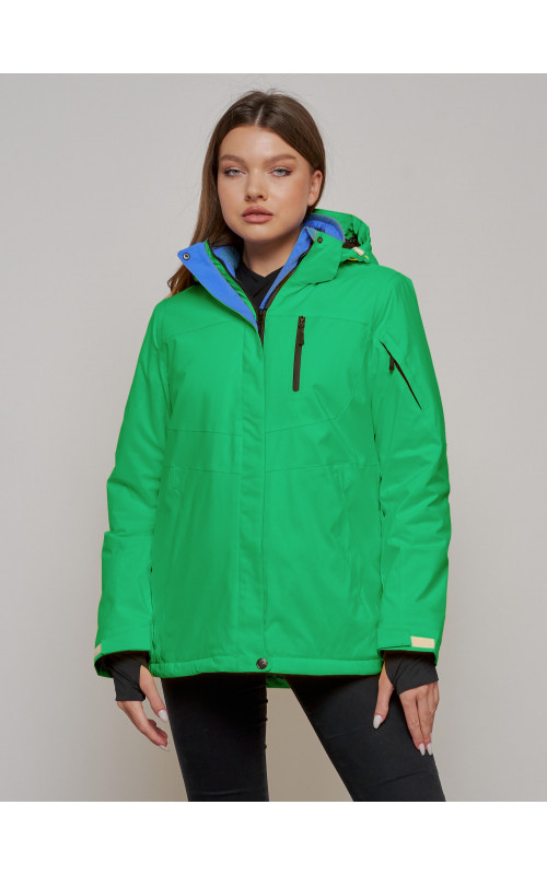 Женская горнолыжная куртка, зелёная сезон зима