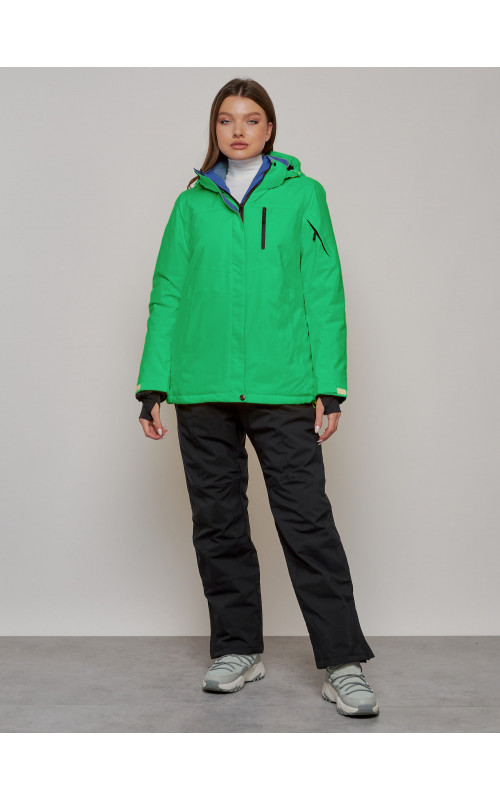 Женская горнолыжная куртка, зелёная сезон зима