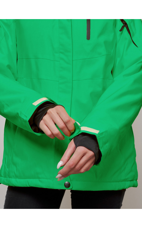 Женская горнолыжная куртка, зелёная сезон зима