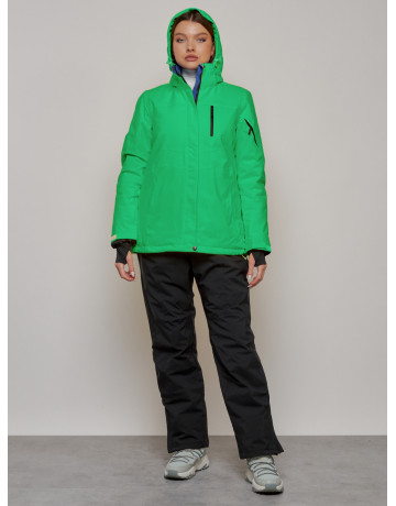 Женская горнолыжная куртка, зелёная сезон зима