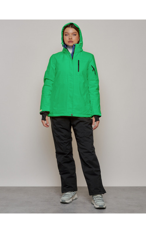 Женская горнолыжная куртка, зелёная сезон зима