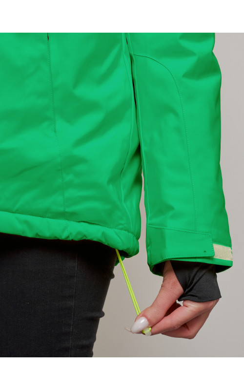 Женская горнолыжная куртка, зелёная сезон зима