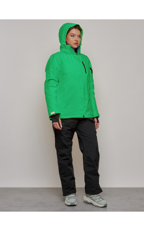 Женская горнолыжная куртка, зелёная сезон зима