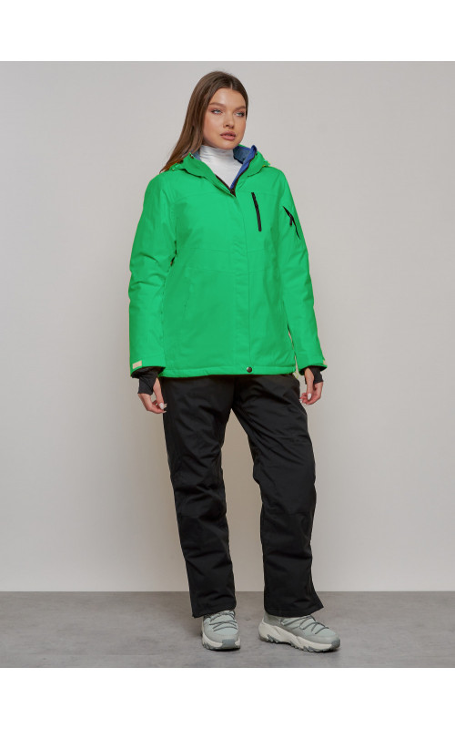 Женская горнолыжная куртка, зелёная сезон зима