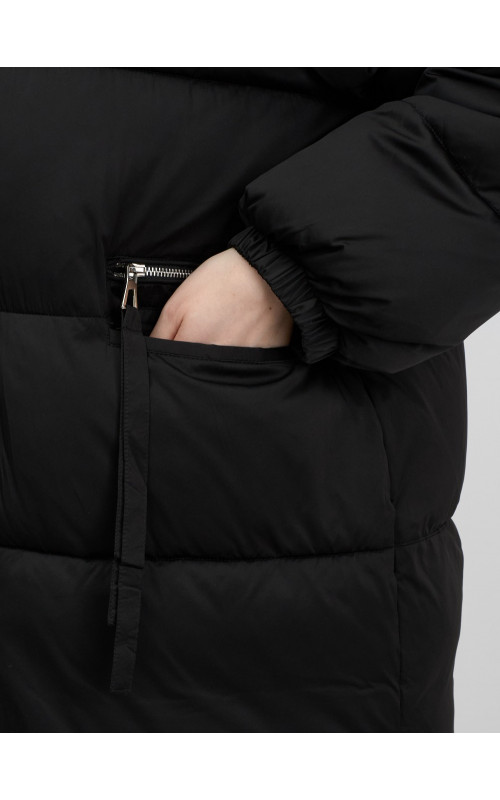 Пуховик с мехом песца, зимний, элегантный, для женщин