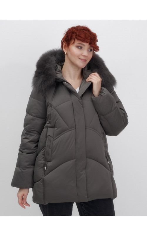 Пуховик для женщин с мехом песца