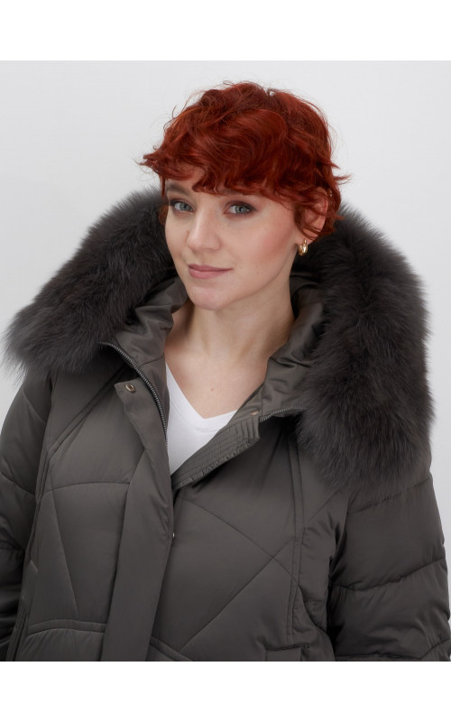 Пуховик для женщин с мехом песца