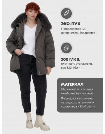 Пуховик для женщин с мехом песца