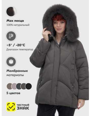 Пуховик для женщин с мехом песца