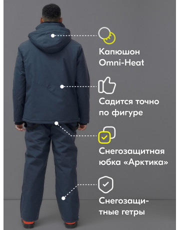 Мужской горнолыжный костюм: куртка-анорак и полукомбинезон