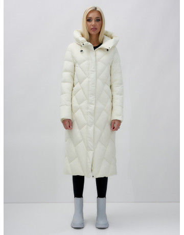 Длинный зимний пуховик с капюшоном для женщин.