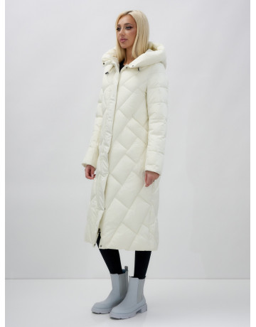 Длинный зимний пуховик с капюшоном для женщин.