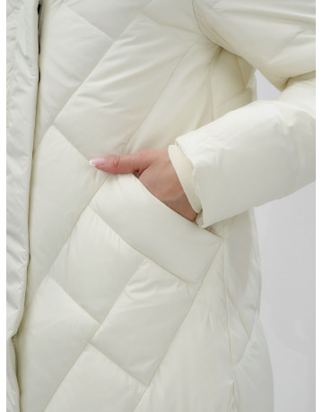 Длинный зимний пуховик с капюшоном для женщин.