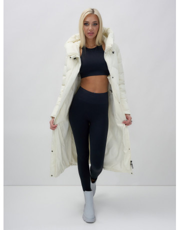 Длинный зимний пуховик с капюшоном для женщин.