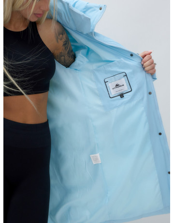 Тёплый женский пуховик до колена с капюшоном.