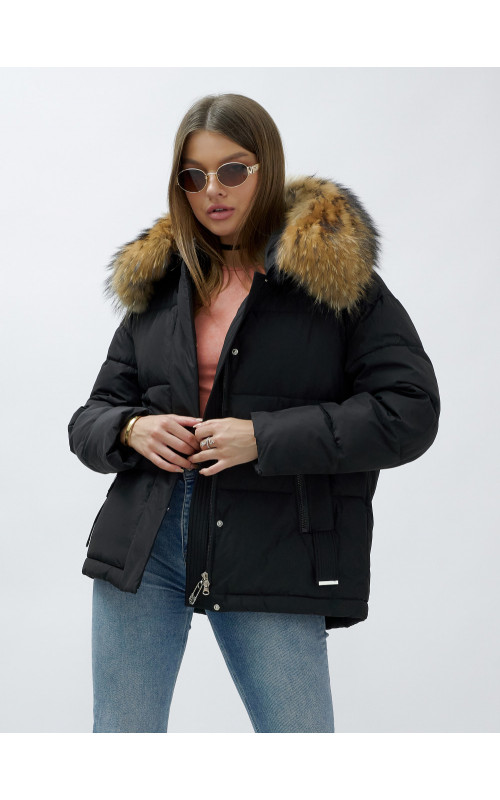 Женская короткая куртка премиум-класса с мехом.