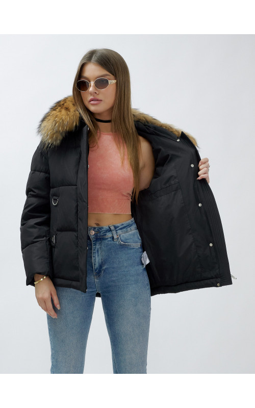 Женская короткая куртка премиум-класса с мехом.