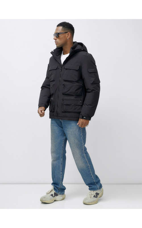 Мужская зимняя куртка больших размеров с регулируемым капюшоном.