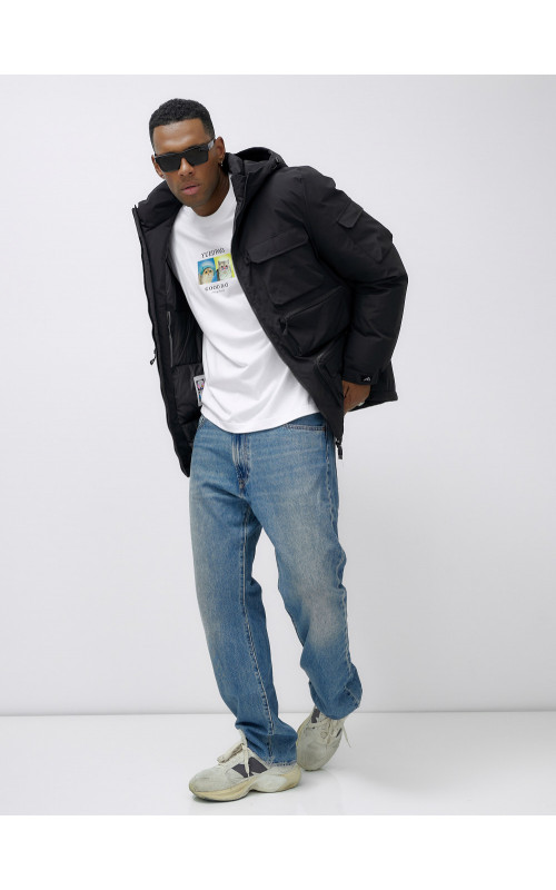 Мужская зимняя куртка больших размеров с регулируемым капюшоном.