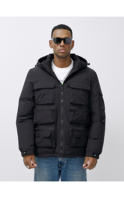 Мужская зимняя куртка больших размеров с регулируемым капюшоном.