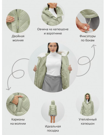 Женский зимний пуховик «Модный» с мехом.