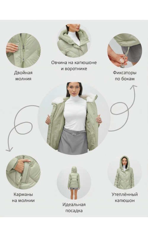 Женский зимний пуховик «Модный» с мехом.