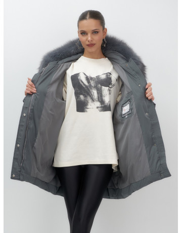 Пуховик с мехом песца зимний премиум-класса