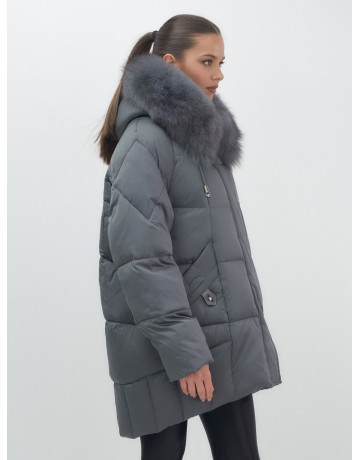 Пуховик с мехом песца зимний премиум-класса