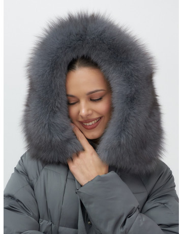 Пуховик с мехом песца зимний премиум-класса