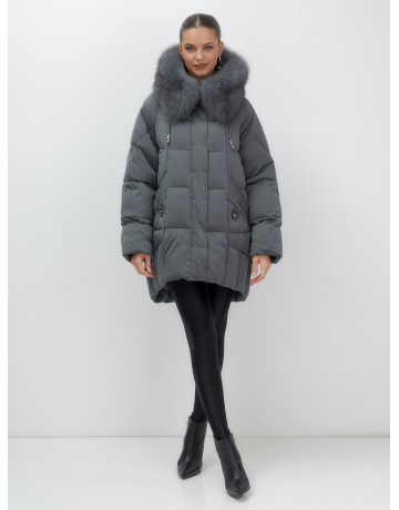 Пуховик с мехом песца зимний премиум-класса