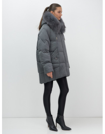 Пуховик с мехом песца зимний премиум-класса