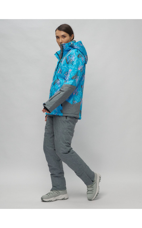 Женский горнолыжный комплект: куртка с цветочным принтом и брюки со съёмными бретелями