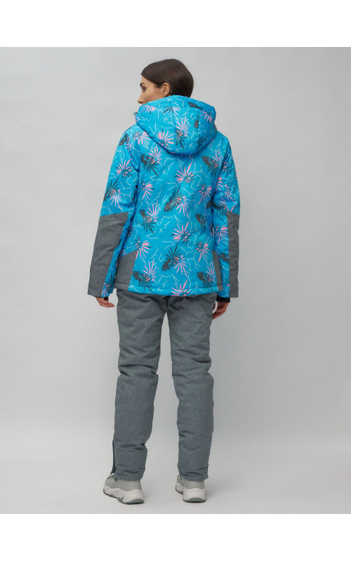 Женский горнолыжный комплект: куртка с цветочным принтом и брюки со съёмными бретелями